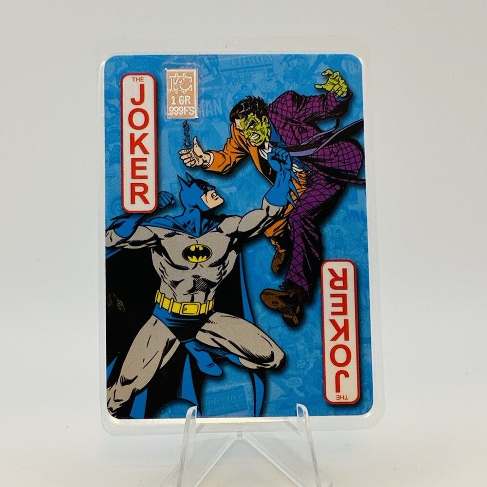 1 Grain .999 Fine Silver Bar Batman Joker Card Laminated Collectible Bullion